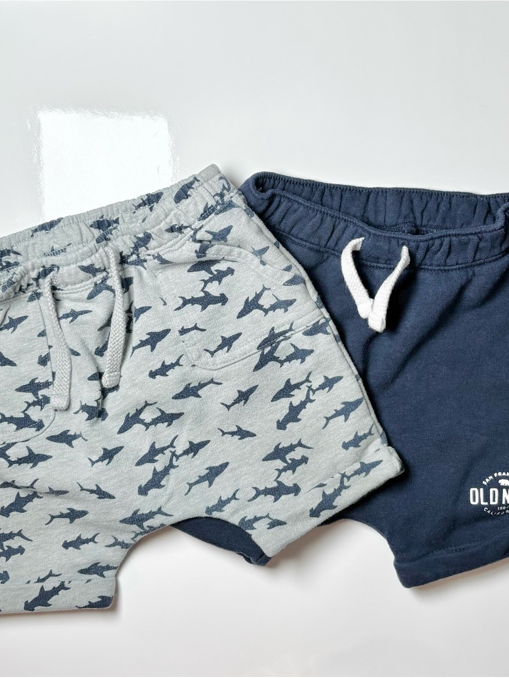 Old Navy Toddler Boys Nautical Shark Knit Jogger Shorts Duo 18-24M Summer